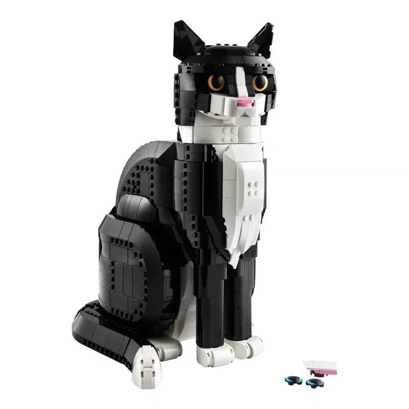 Décennie s de construction de chat Tuxedo pour enfants, briques de dessin animé mignon, jouets de puzzle, assemblage de modèles d'animaux, cadeaux de discussion, 21349, idées, 43247