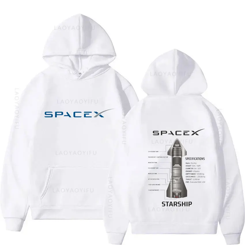 SpaceX Starship Blueprint Theme New Hoodies and Sweatshirts Hoody Graphic Men Hoodie Hooded Shirt Y2k Pullovers & Men\'s Clothing