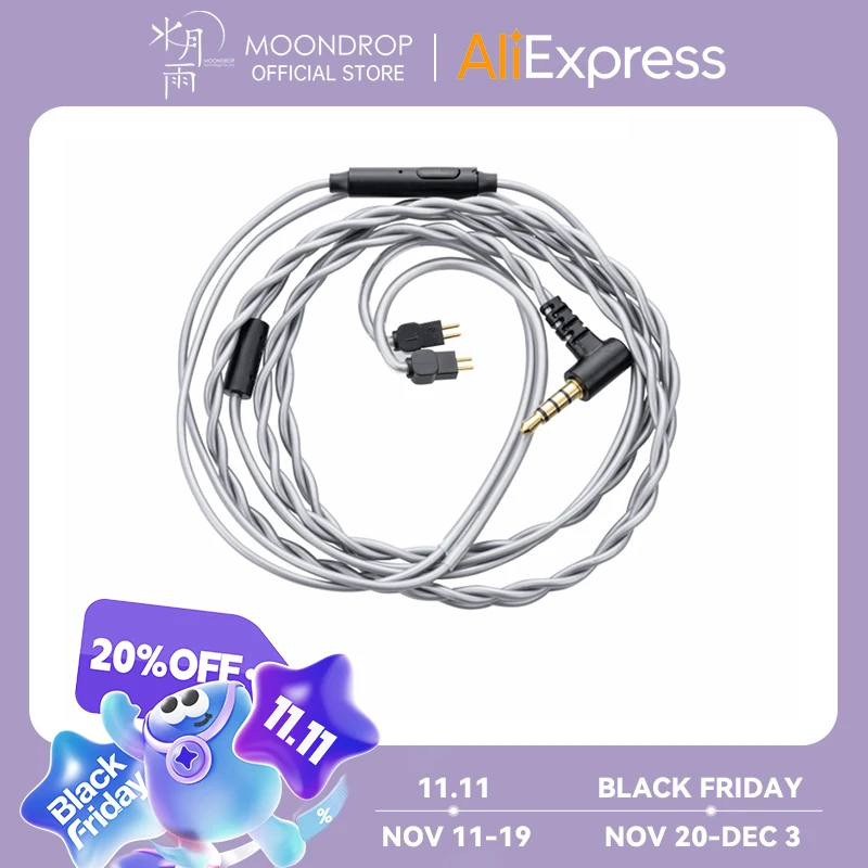 MOONDROP MC1 Multipurpose Microphone Cable 3.5mm Earphone Upgrade Cable Microphone 0.78mm-2pin