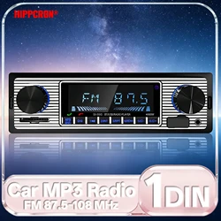 Hippcron Car Radio 1 DIN Stereo Digital MP3 Player Bluetooth FM Audio USB TF Music Handfree With In Dash AUX Input 12V Classical
