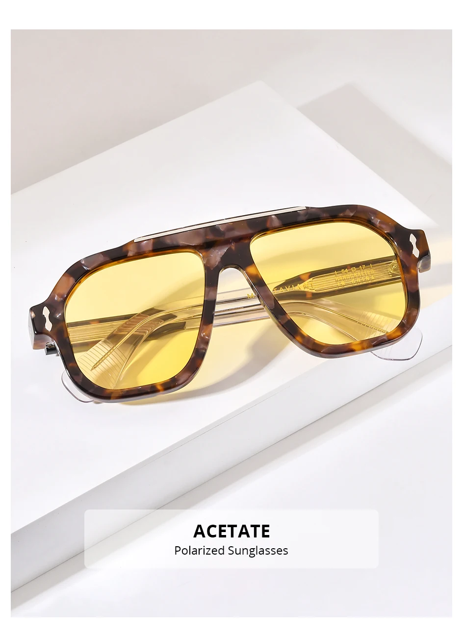 HEPIDEM Polarisierte Sonnenbrille aus Acetat, Herren, japanische Handarbeit, Marken-Designer, übergroß, dick, quadratische Sonnenbrille, Damen OC – Detail 1