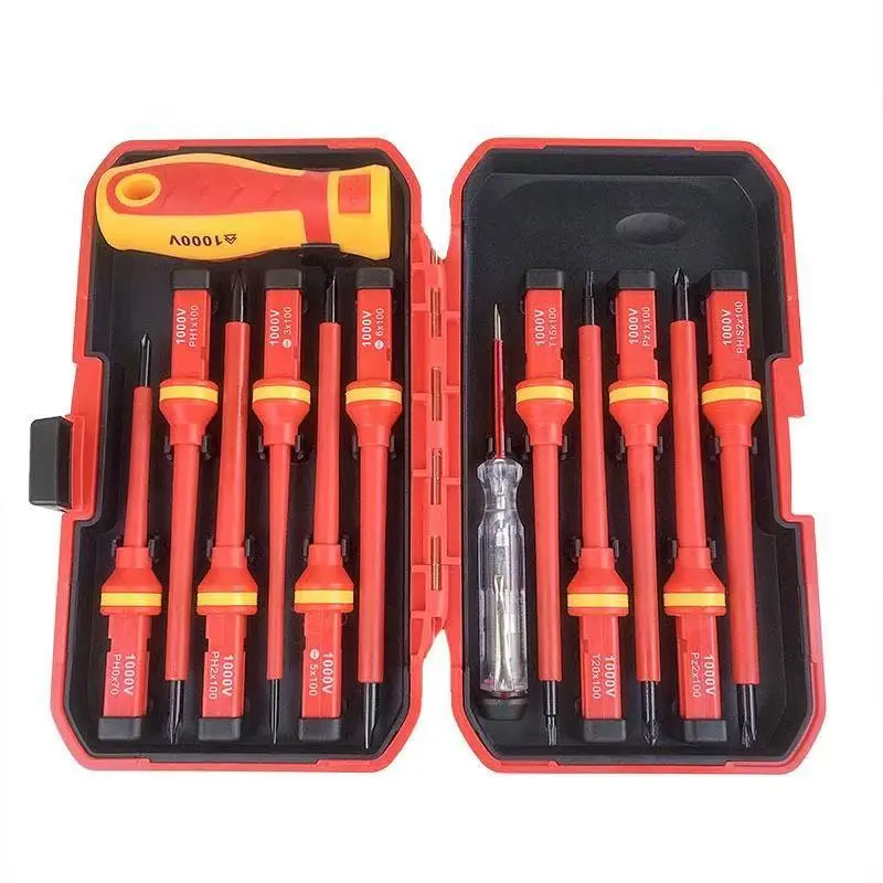 13/15PCS Insulated Screwdriver Set Electrician Repair Tools Kit Magnetic Slotted Bits Changeable Electric Maintenance Hand Tools
