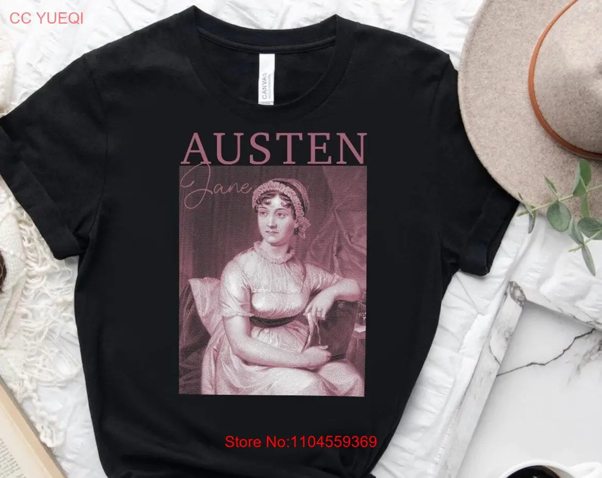 Jane Austen Portrait Retro T Shirt Classic Literature Poster for Librarian Reading Lit Teacher Pride and Prejudice Lover