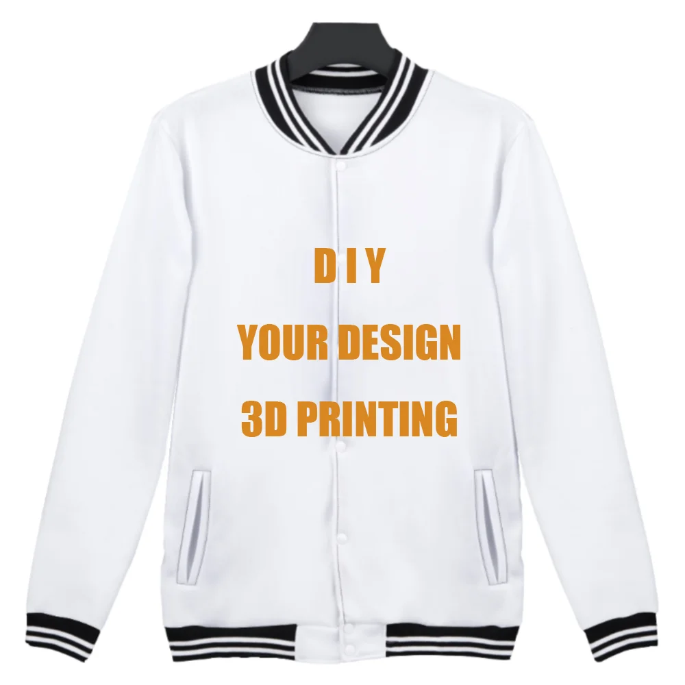 

Customize Your Design 3D Printed Baseball Jackets Men New Fashion Design Slim Fit Coat Women's Jacket Support Custom Print Photo