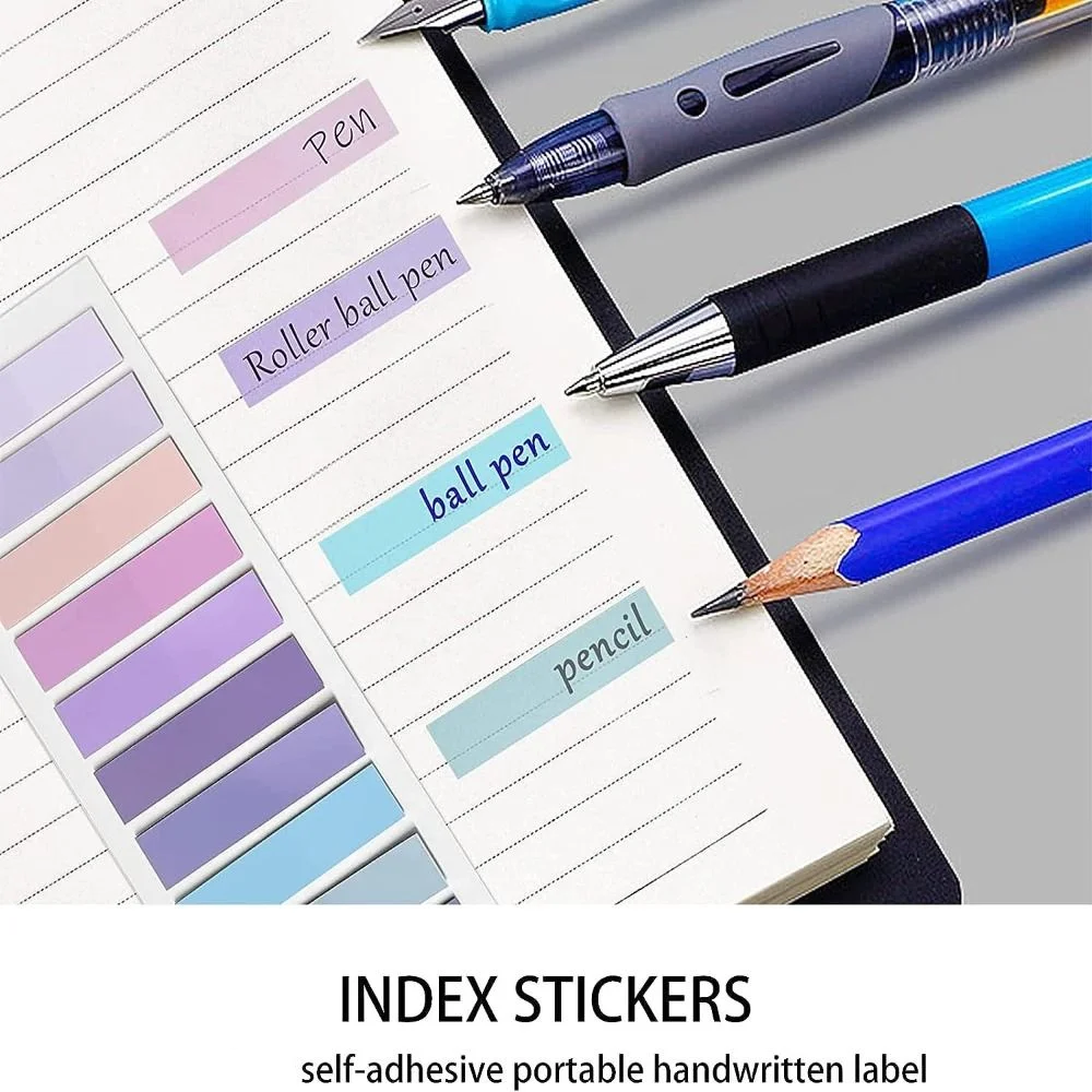 3600Pcs Self Adhesive Index Tabs Set Multi Color Transparent Morandi Sticky Notes Waterproof PET Page Marker Tabs Stationary