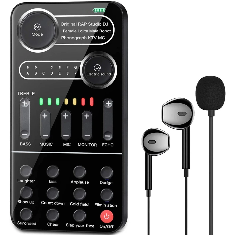 휴대폰용 미니 휴대용 음성 체인저, 다중 오디오 효과, 라이브 사운드 변경, 카드 스피커 장치, PC TabletJAS