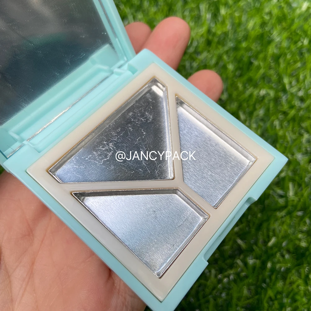 Blue Lipstick Compact Empty Clear Eyeshadow Powder Case Cosmetic Highlights Container Makeup Blusher Compacts Highlights Box