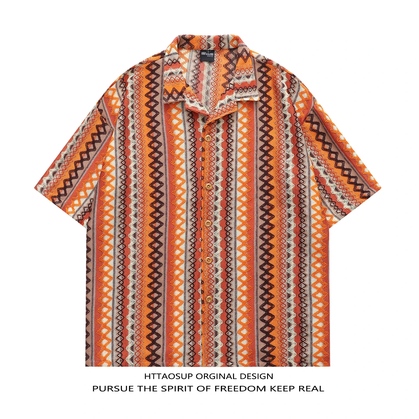 

HTTAOSUP Retro Ethnic Style Men's Shirt Short Sleeve Beach Travel Outfit Stand out Cotton Polyester Blend Knitted Loose Fit
