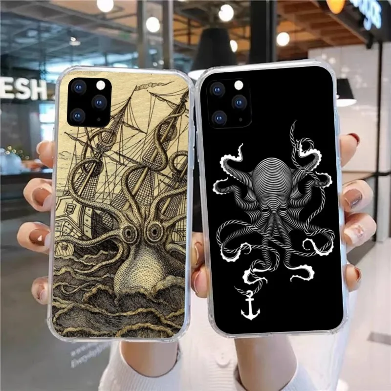 Norway Kraken Octopus Phone Case for Huawei P50 P40 P30 Pro Mate 40 30 Pro Nova 8 8i Y7P Honor Clear Phone Cover Funda