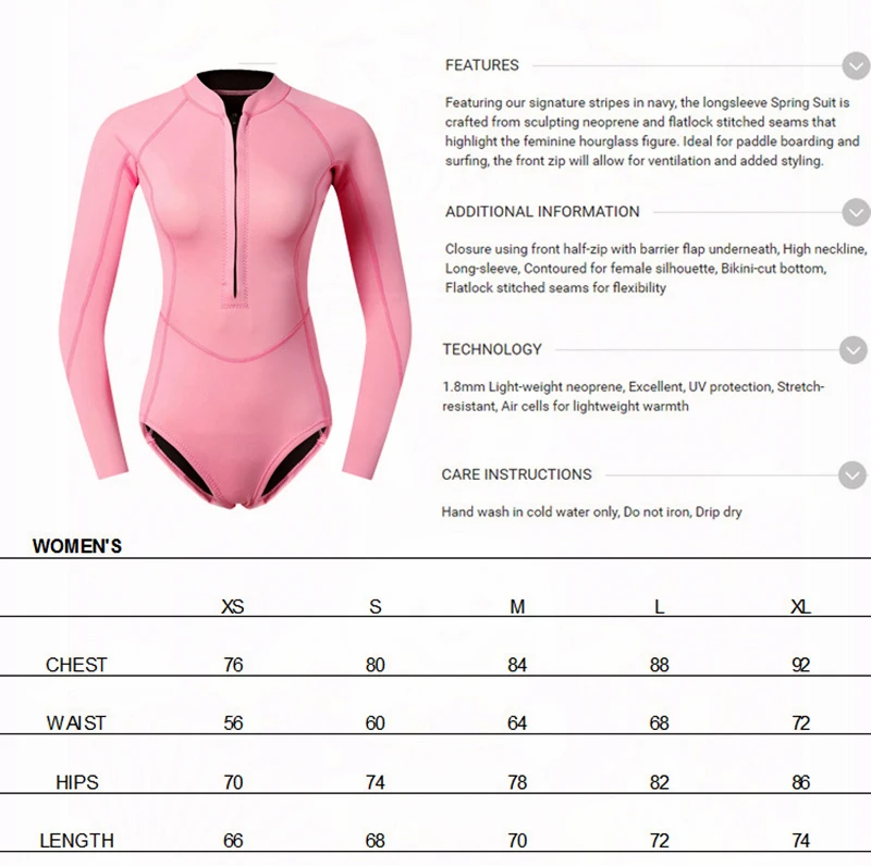 Woman Diver One-Piece Diving Suit 2mm Neoprene Long Sleeve Sun Protection for Whole Body Swimsuit Surfing Snorkeling Suit Dive