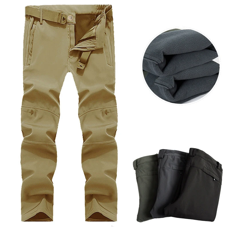 Fleece Militaire Broek Mannen Waterdichte Werkkleding Broek Zware Wandelen Jacht Winddichte Mannen Tactische Militaire Broek