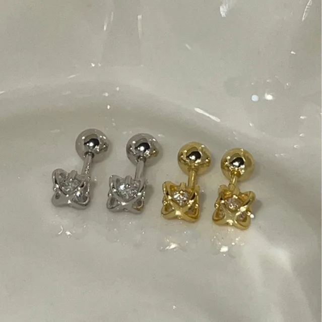 Diamond Studded Cross Planet Screw Stud Ear Bone Nail Ear Hole Cochlear Nail Super Explosive Flash