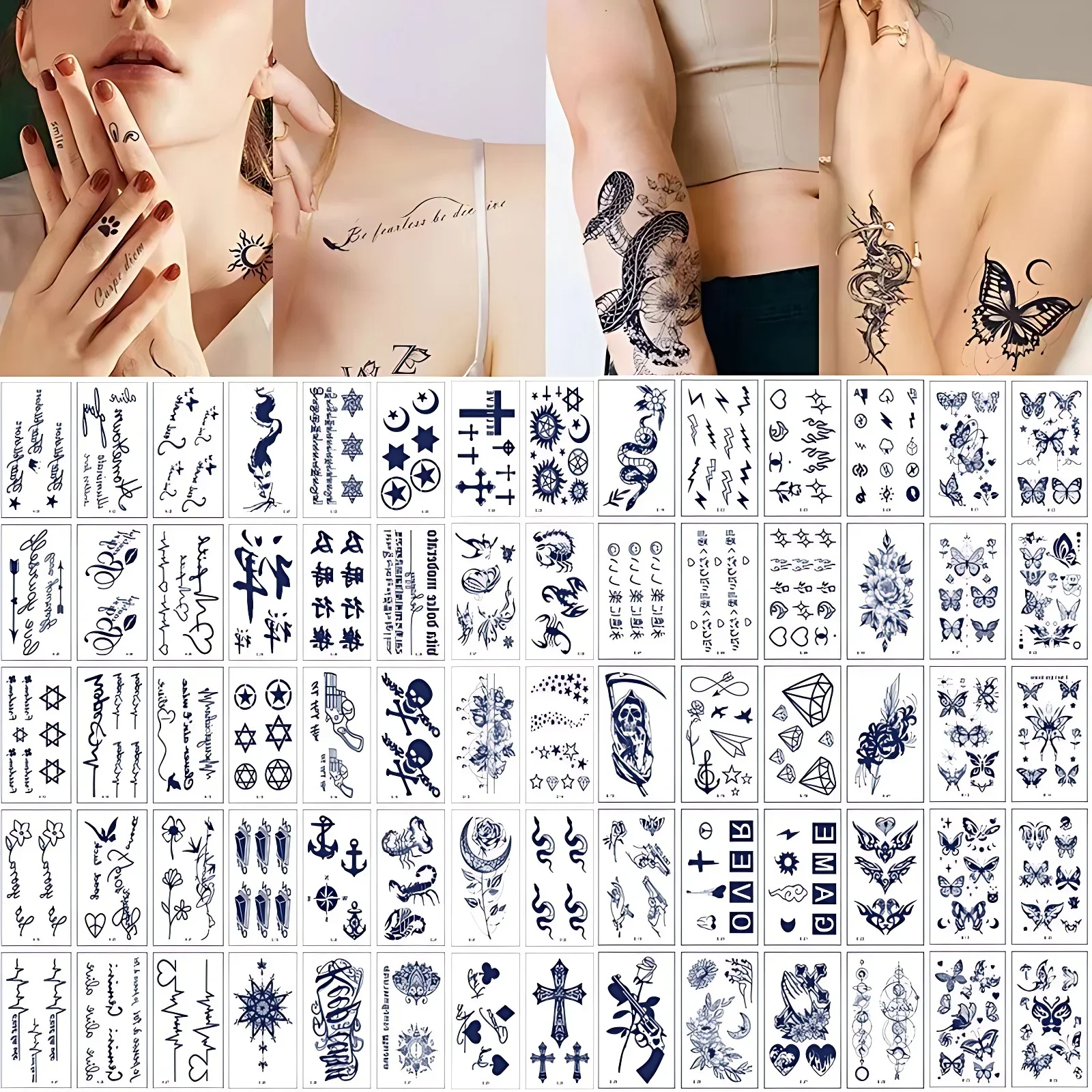 30 sztuk/zestaw półtrwały tatuaż wodoodporny krzyż motyl wąż sok ziołowy tymczasowy fałszywy tatuaż długotrwałe dłonie szyja ramię