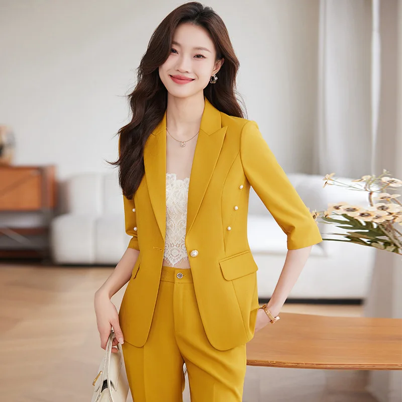 

White Suit Set Women's Spring and Autumn2024New Professional Work Clothes High-Grade Temperament Bootcut Trousers Suit Jacket