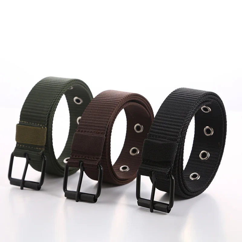 

1pc Men's Casual Belts 115cm Simple Waistband Metal Belt Hole Black Metal Buckle Men's Apparel Accessories Wholesale Solid Color