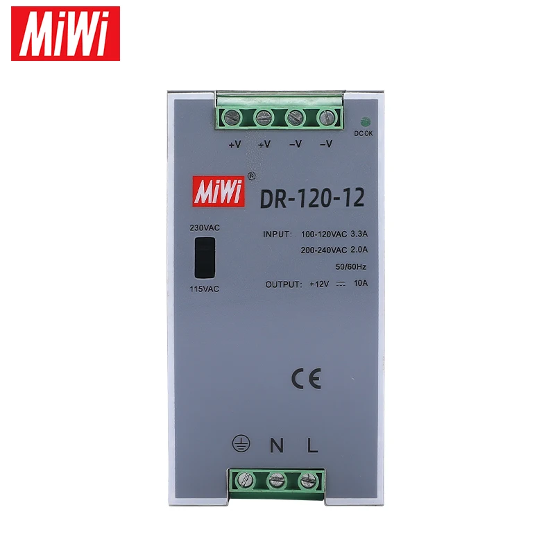 MiWi DR-120-12 Best Selling AC To DC 10A 12V 120W Din Rail Din Rail Switching Power Supply