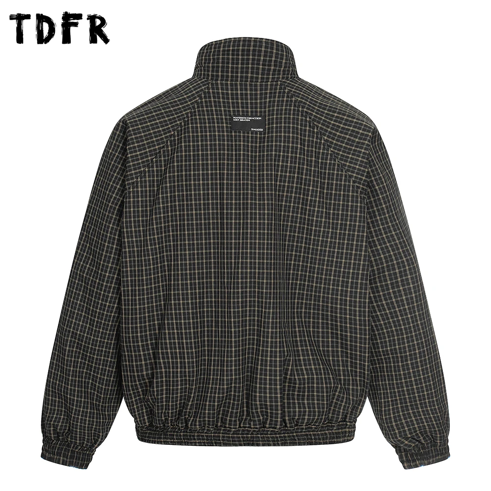 سترة منقوشة على الوجهين للرجال مطرزة بتصميم عتيق كاجوال بياقة واقفة وأكمام راجلان ملابس خارجية فضفاضة للرجال