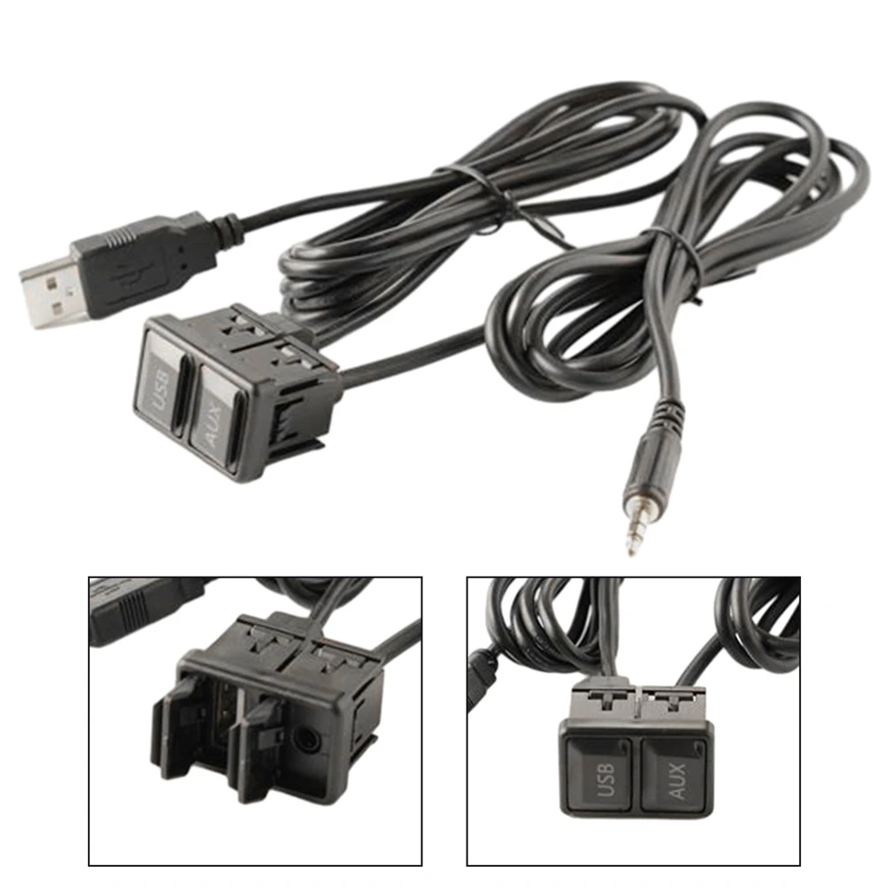 

Car Stereo Dash Flush Mount AUX USB Port Panel AUX Extension Cable Adapter For Multimedia Head Unit With Dust Cover