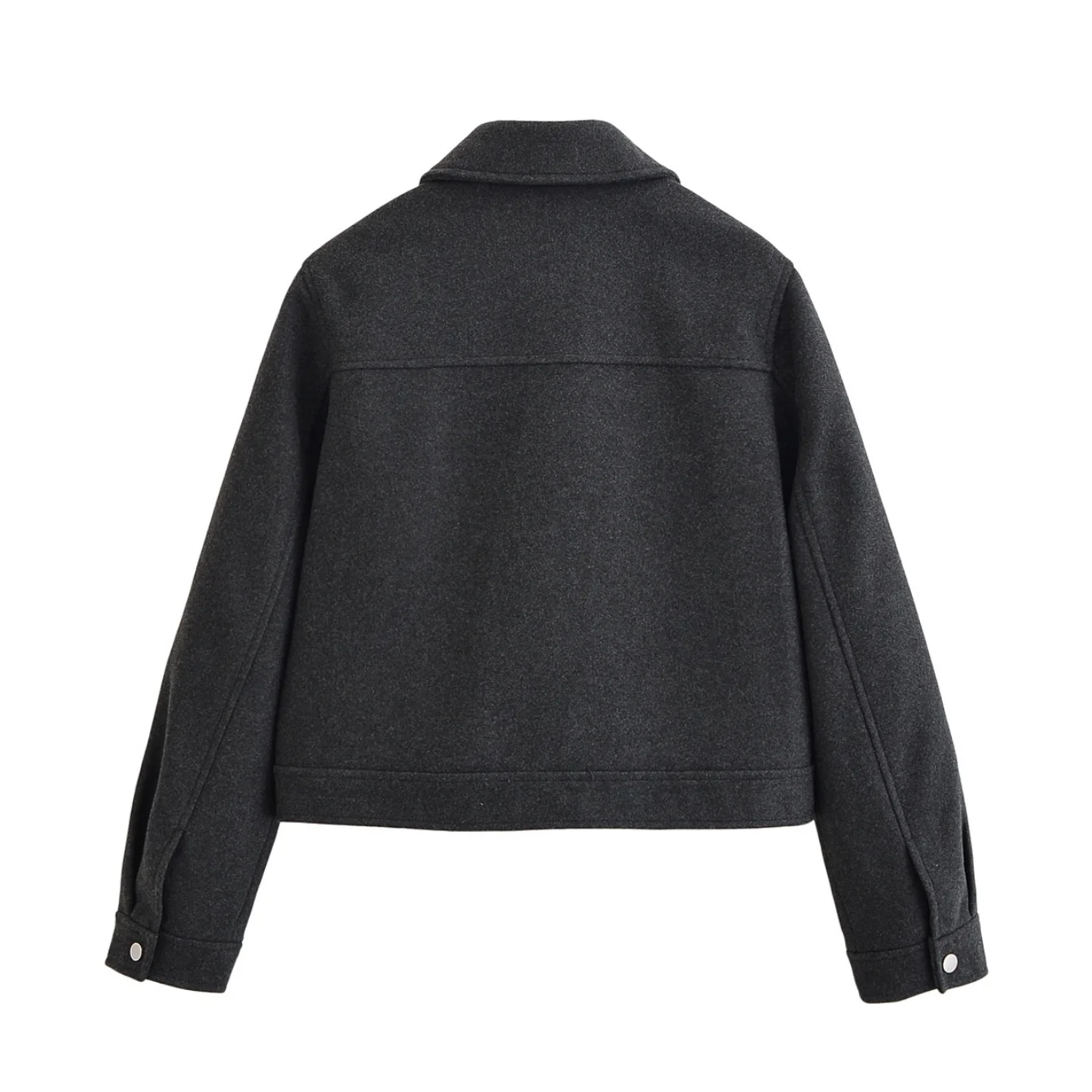 الخريف الشتاء المرأة عادية الصلبة السترات الصوفية الوقوف طوق كم كامل سحابات معاطف سيدة الموضة سترة قصيرة الشارع الشهير