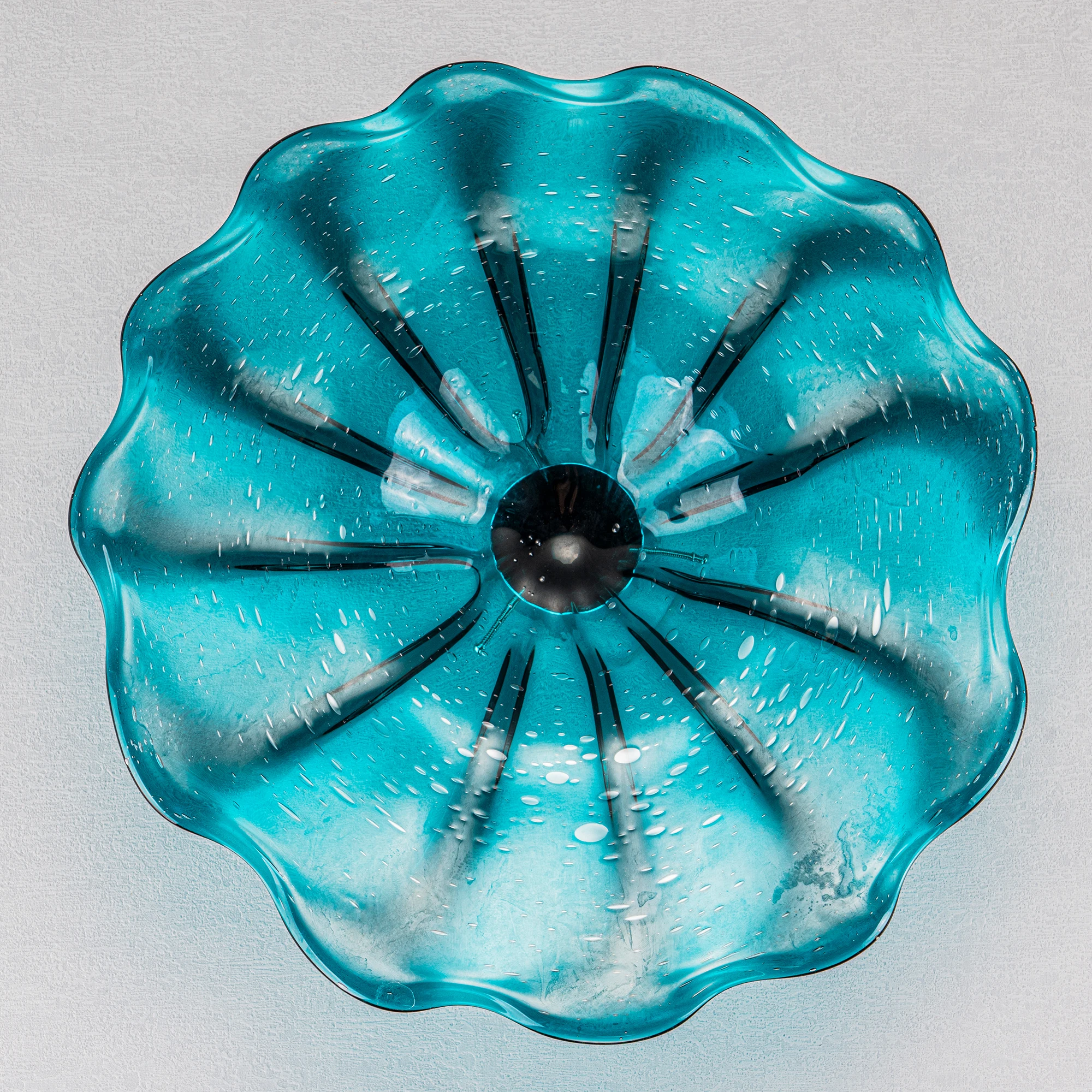 LONGREE Handmade Glass Plate Aqua Turquoise Blue Art Decor Collection Platters Unique Wall Sconces