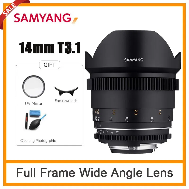 

Samyang 14mm T3.1 Cine Lenses Full Frame VDSLR Ultra Wide Angle For Nikon F Sony E 4/3 Canon EF Fixed Focal Length Follow Focus