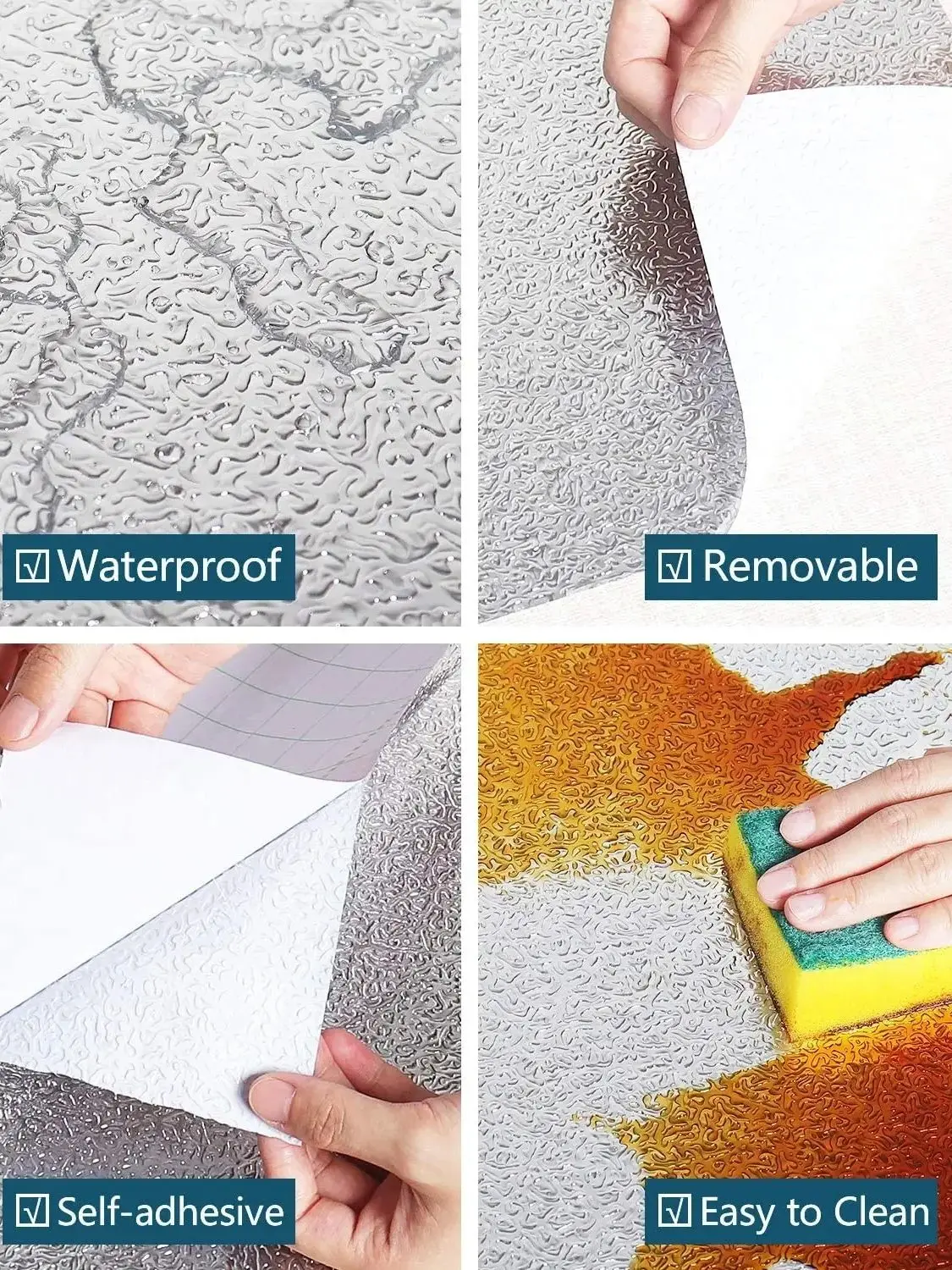 YITAPE Kitchen Aluminum Foil Sticker Self Adhesive Oil Proof Waterproof Wallpaper for Countertop Cabinet Drawer Shelf Liner view 3