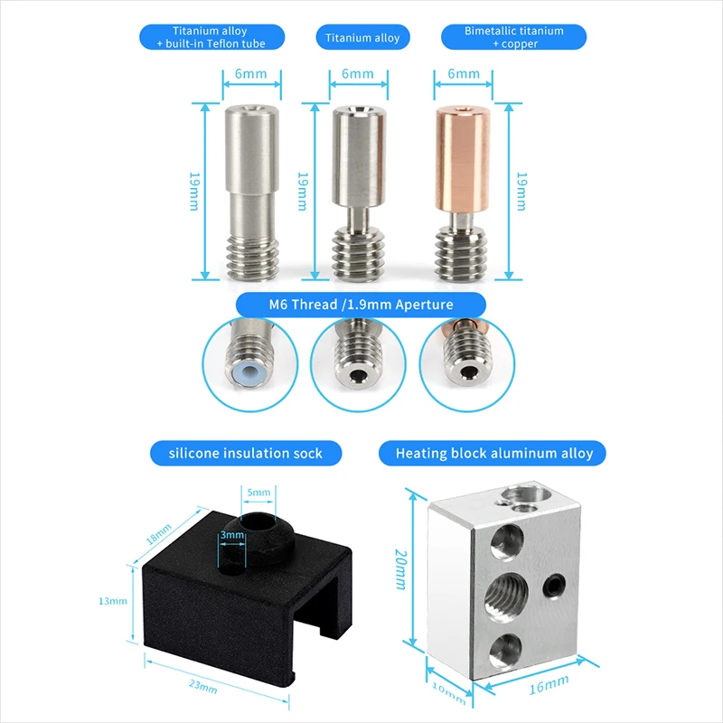 Creality Official Sprite Extruder Heat Block Kit High Temp. Pro 300℃ Titanium Heatbreak Plated Copper Nozzle for Ender-3 S1 Seri