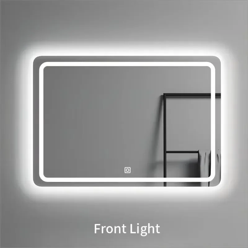 Bathroom Adjustable Wall Mirror Contemporary Rectangle Edge Frameless Smart Mirror