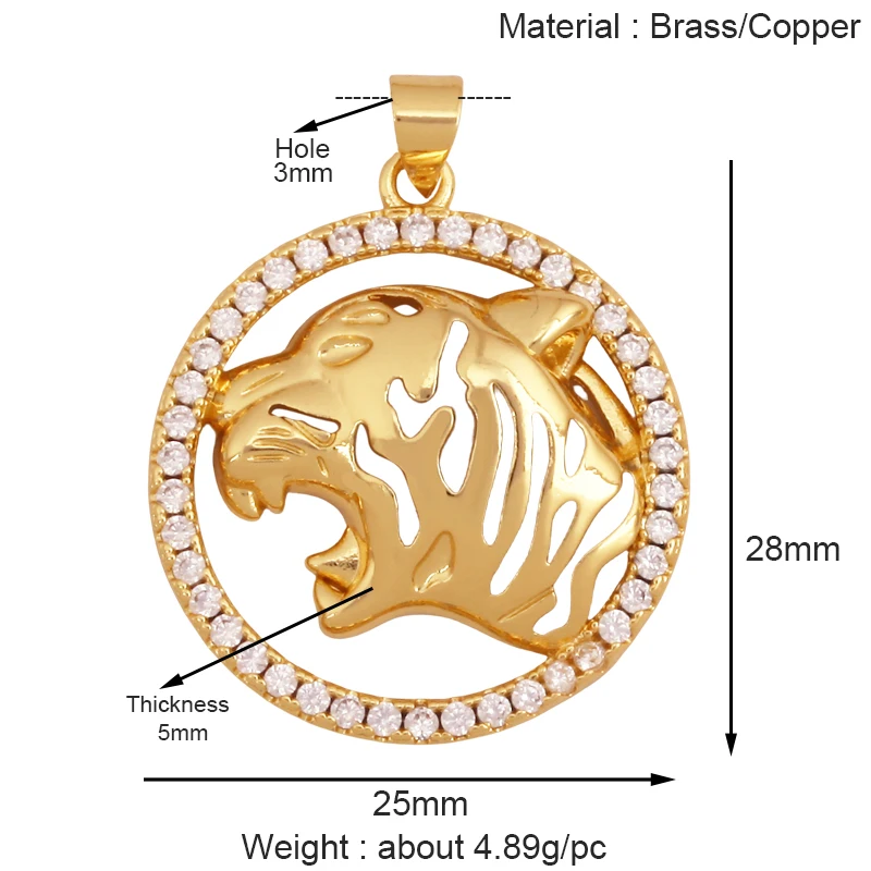 Tier Katze Bär Löwe Leopard Schlange Fuchs Schaf Charm Anhänger, echte 18K vergoldet Halskette Armband Schmuck Komponenten Versorgung S36 – Detail 25