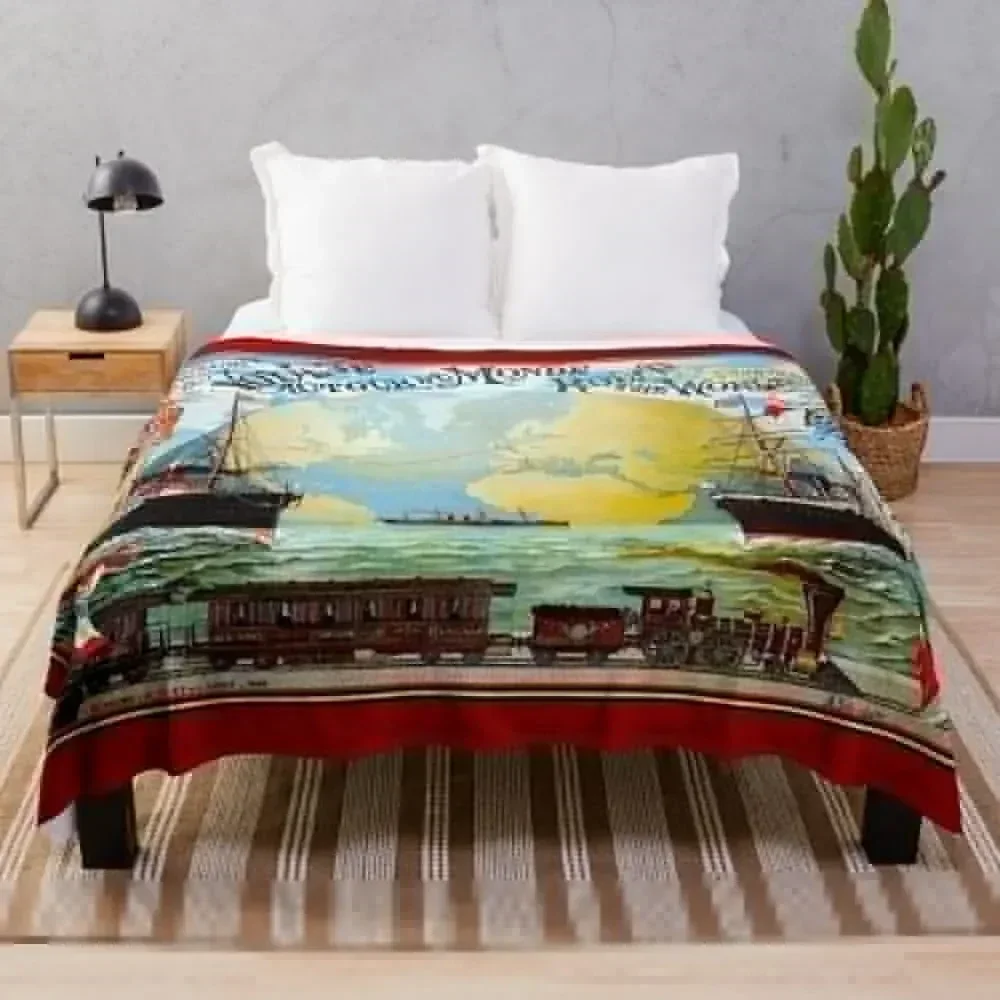 

Around The World in 80 Days; Vintage Jules Verne Print Throw Blanket Soft Warm Blanket Gift for Grandparents