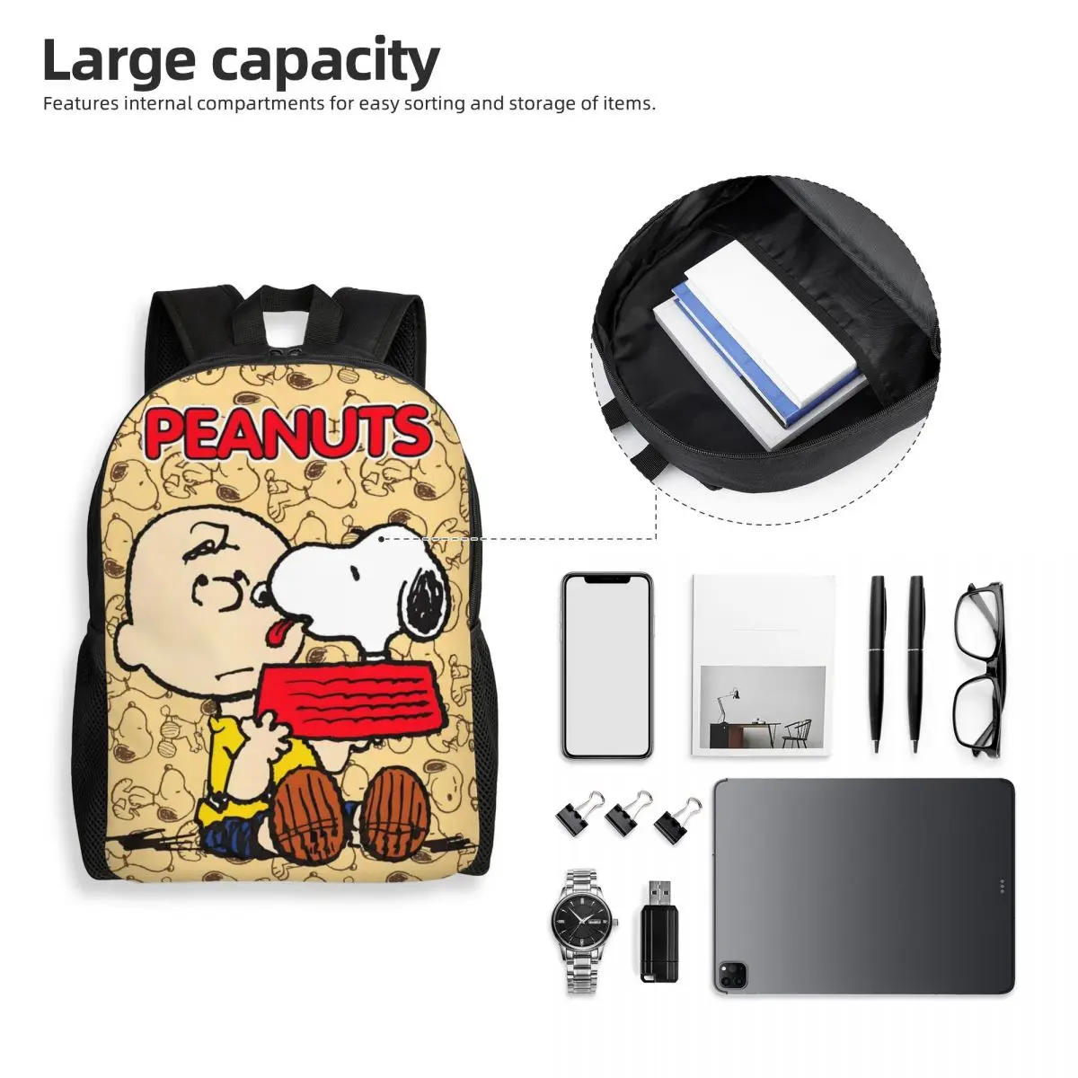 S-Snoopys Charlie Brown Рюкзаки для женщин и мужчин Модная сумка для книг для школы и колледжа Арахис Сумки