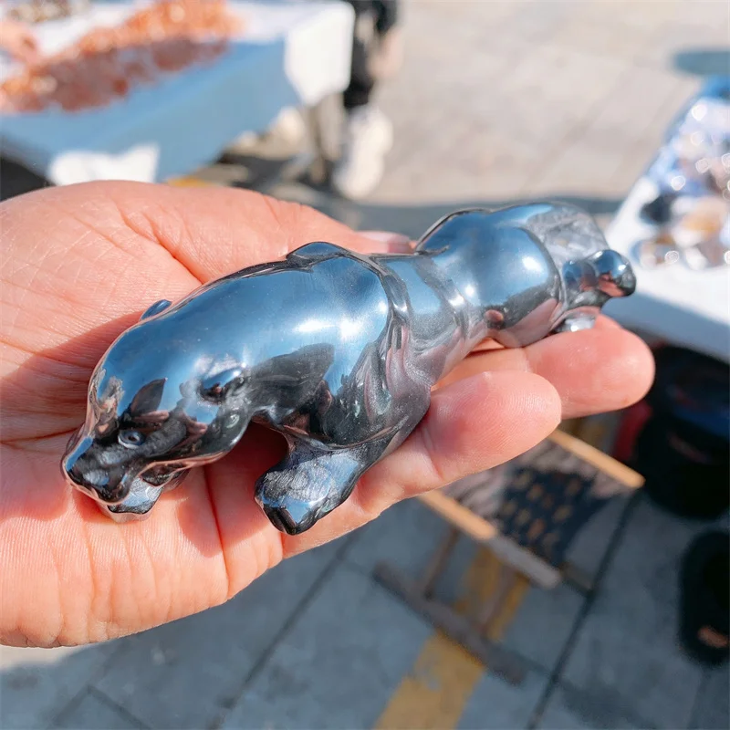 Natural Terahertz Cheetah Panther Carving Healing Polished Crafts For Home Decoration Holiday Gift 1pcs