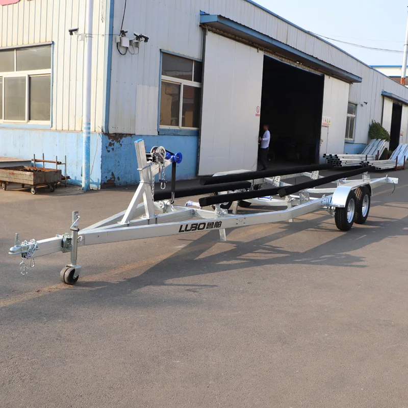 7.75m Double Axle Wood Bunk Marine Boat Trailer Anti Corrosion Towing Frame For Yacht Jet Ski Watercraft