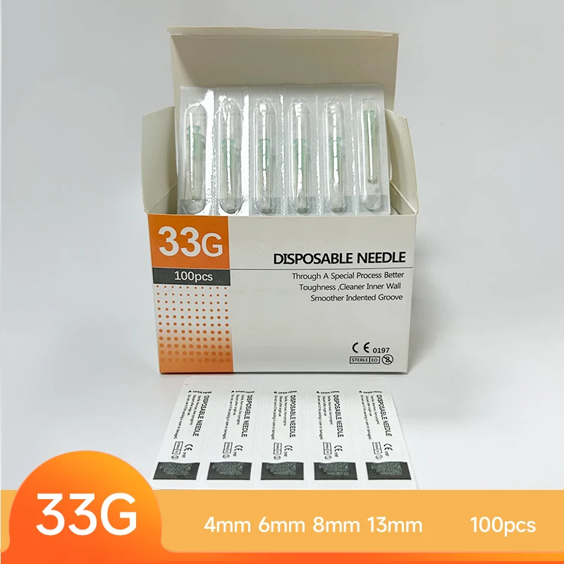 

100 шт. игла 33 г 4 мм 6 мм 8 мм 13 мм безболезненная маленькая игла ручной инструмент