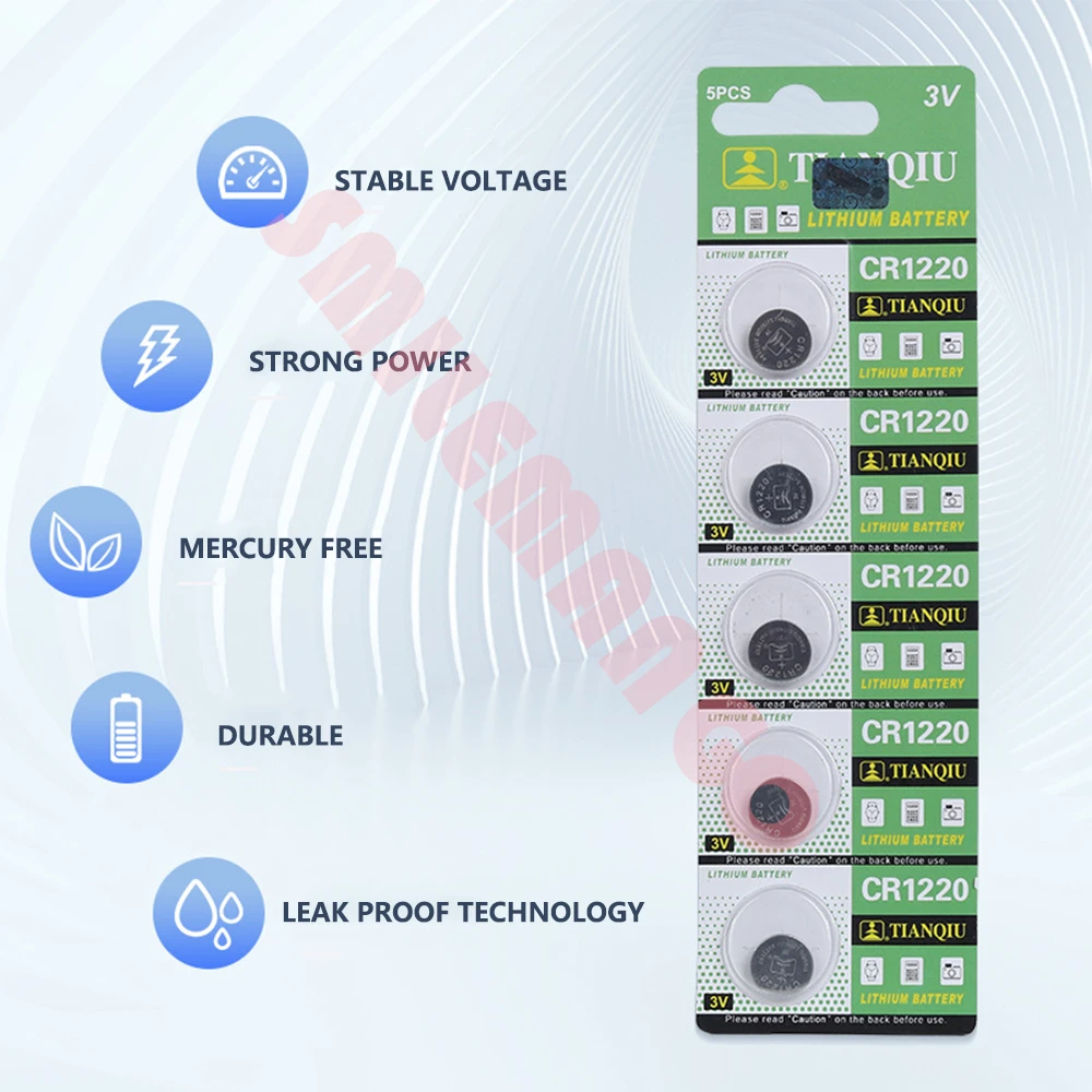 TIANQIU 2-50PCS CR1220 Button Coin Cell Battery For Watch Car Remote Key ECR1220 GPCR1220 5012LC 3V CR 1220 Lithium Batteies