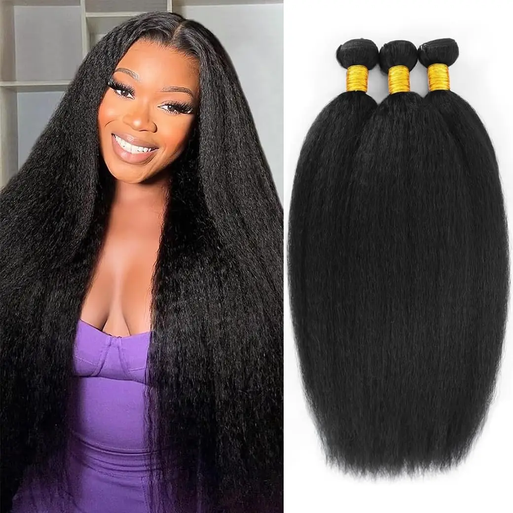 

Kinky Yaki Straight Human Hair Bundles Deal 100% Raw Virgin Human Hair Bundles Deal Brazilian Hair Extensions On Sale Clearance