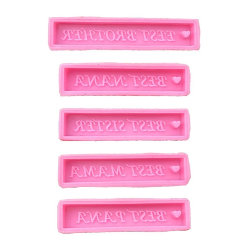 1 Pc/5 Pcs DIY Letter Tag Silicone Mold Long Rectangle Keychain Pendant Mould H9ED