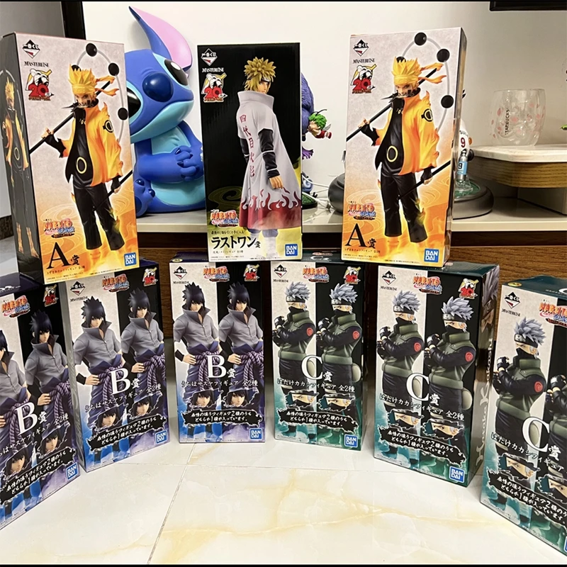 20cm Bandai Naruto Anime Figure Shippuden Uchiha Sasuke Hatake Kakashi Namikaze Minato Action Figure Collection Model Toys Gifts