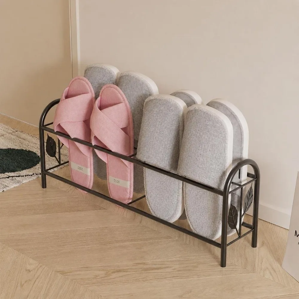 Two-Layer Shoe Rack Metal Vertical Shoe Storage Shelf Space Saving No Installation Needed Home Storage Shelf
