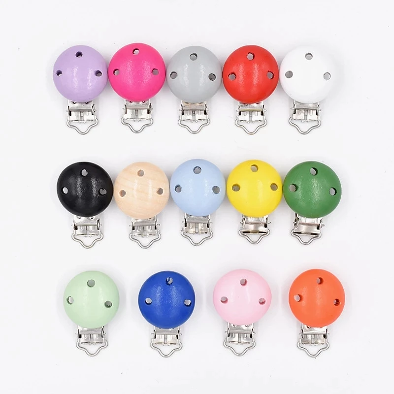 10PCs Baby Teether Clip Pacifier Chain Wood Blanks Pacifier Baby Teething Bracelet Bead Clip Diy Wooden Clips Accessories view 4