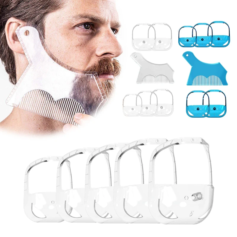 6pcs/Set Men Beard Styling Tool Men Beard Goatee Shaving Template Beard Shaving Face Care Modeling Grooming Gift For Husband