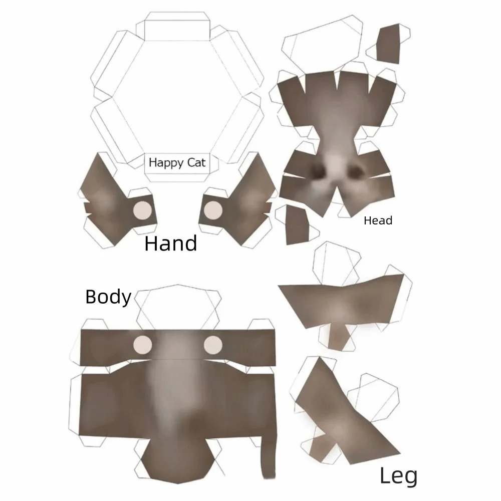 Oiiao Cat Huh Cat Paper Model Home Decoration Folding By Myself 3D Folding Paper Cat Wondering Kitten Rotating Cat