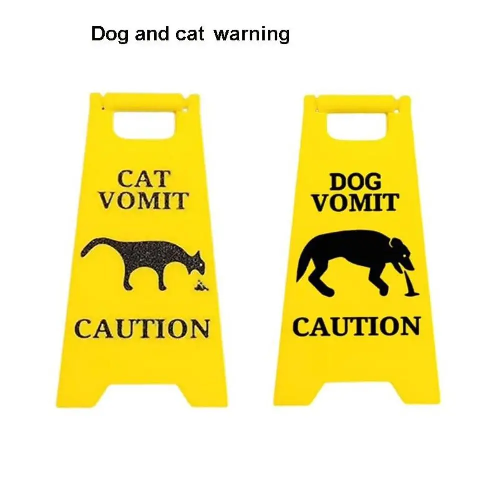 2 PCS Fashion Wet Floor Warning Sign Yellow Bright Dog Vomit Sign Safety Polylactide Cat Vomit Sign Gift