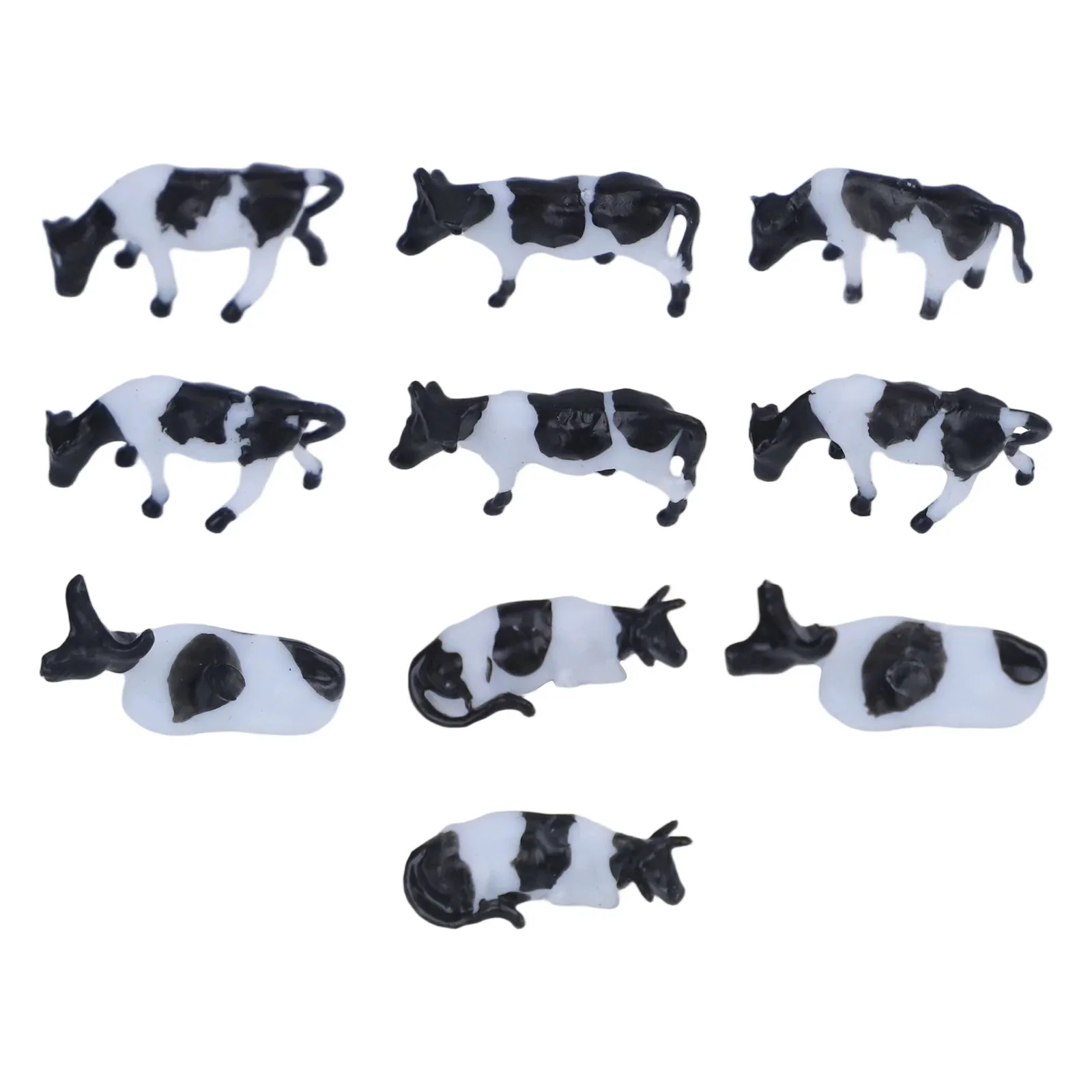 10PCS Realistic 1:87 Scale HO/OO Gauge 00 Black & White Cow Models For Your Model Railway Pack Model DIY Model Accessories