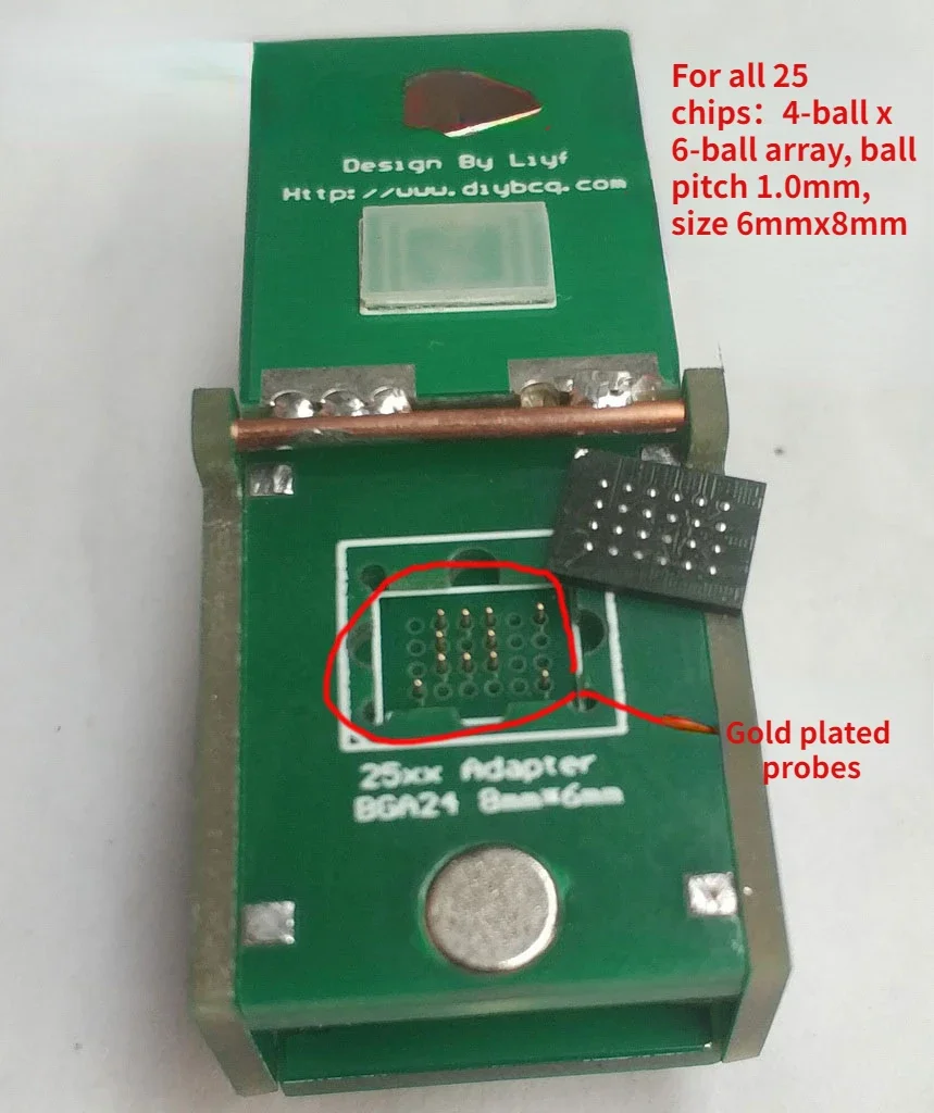 BGA24 Clamshell Combustion Socket 4*6 Ball 8 Mm * 6 Ch341 Programmer W25q64 Home Communication