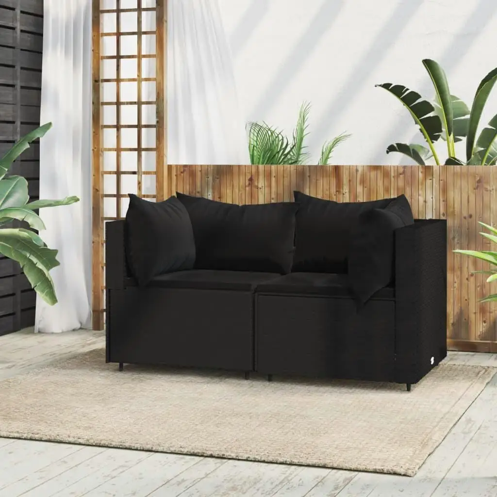 

Black PE Rattan Patio Corner Sofa Set with Standard Adjustable Feet Stylish Outdoor Furniture for Garden and Balcony