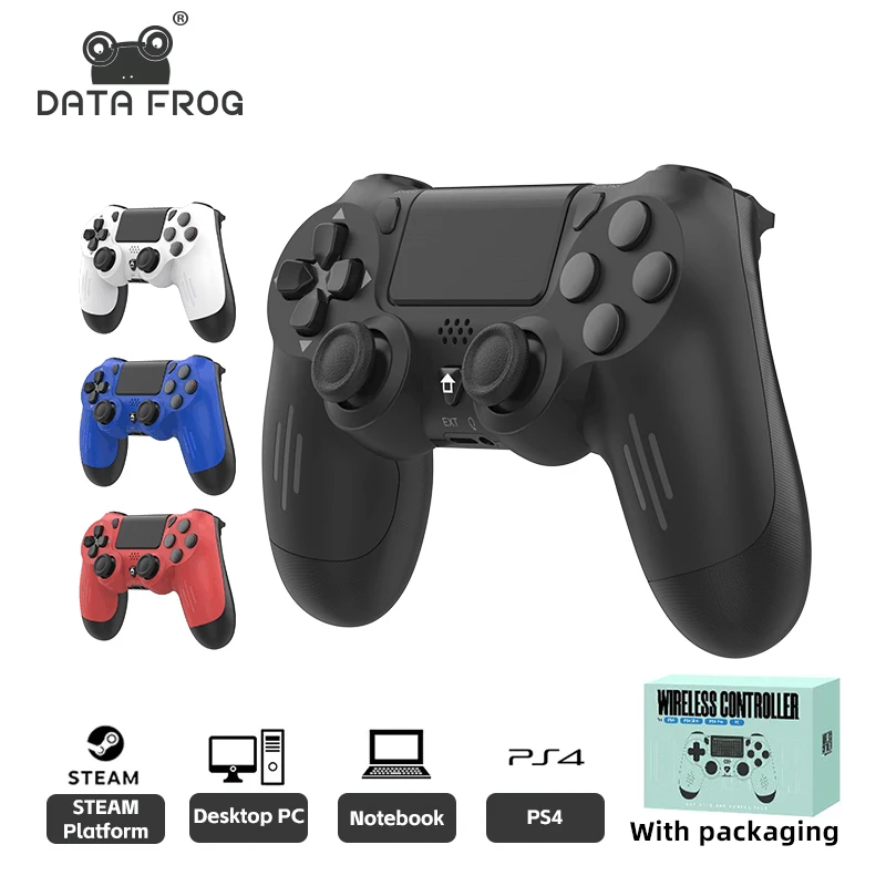 DATA FROG 블루투스 호환 무선 컨트롤러, PS4 슬림 프로 PC용, 진동 6 축 모션 센서, 조이스틱 게임용 게임 패드 