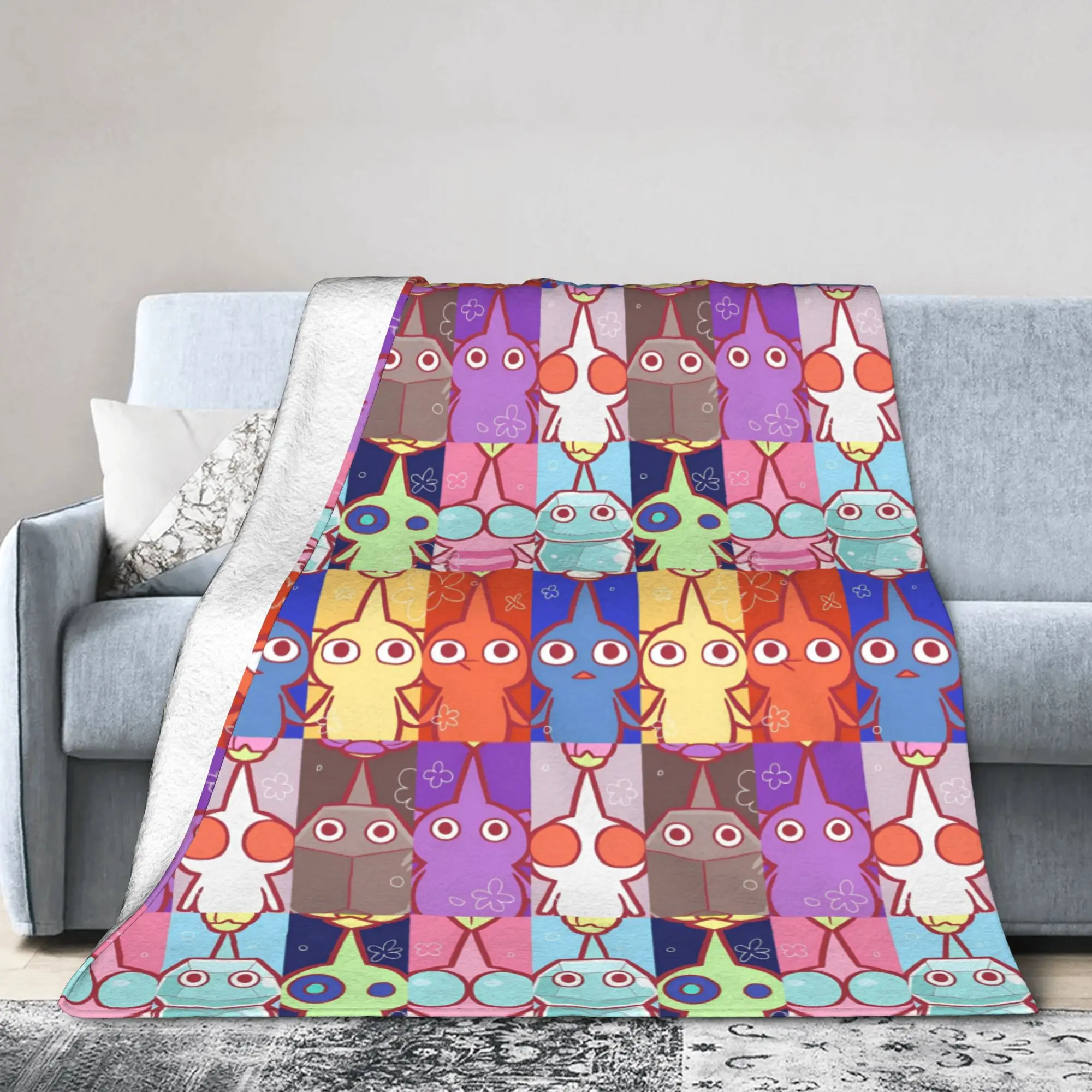 Pikmins Blanket Flannel Summer Air Conditioning Video Game  Multifunction Warm Throw Blankets for Home Outdoor Plush Thin Quilt