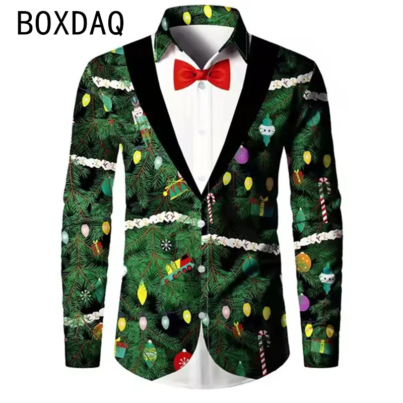 

Men's Long Sleeve Shirt Christmas Style Top Christmas Theme Men's Fashion Casual Holiday Wear