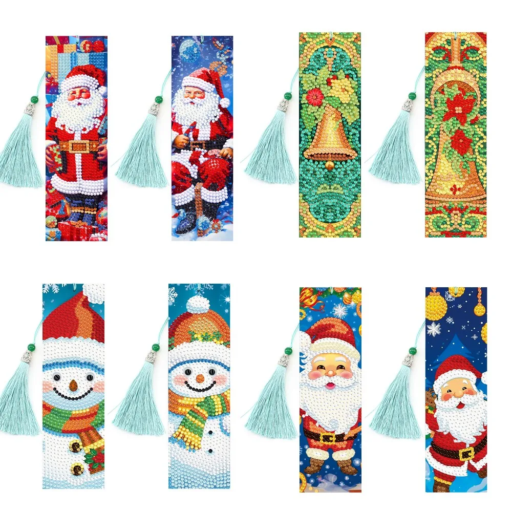 

2pcs DIY Christmas bookmark Diamond painting Mosaic embroidery bookmark Christmas handmade gift Santa, snowman bookmarks